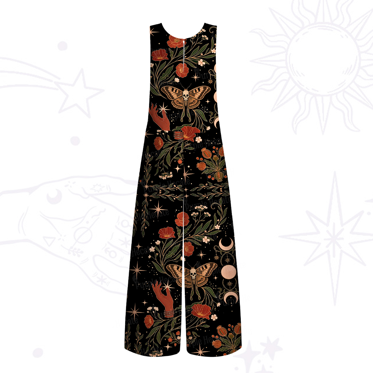Purplehecate Death Moth Rebirth Wide Leg Jumpsuit
