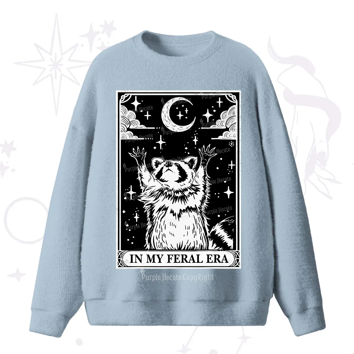 Purplehecate The In My Feral Era Oracle Card Fuzzy Ugly Sweater