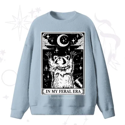 Purplehecate The In My Feral Era Oracle Card Fuzzy Ugly Sweater