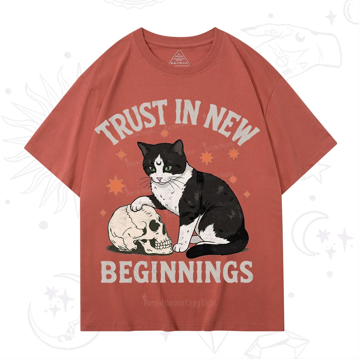Purplehecate Trust In New Beginnings Cat T-Shirt