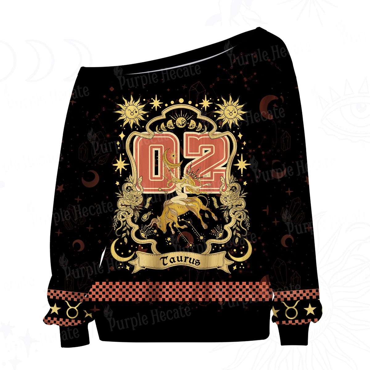 Purplehecate Taurus' Astral Mirage Zodiac Off The Shoulder Graphic Jersey