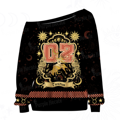 Purplehecate Taurus' Astral Mirage Zodiac Off The Shoulder Graphic Jersey