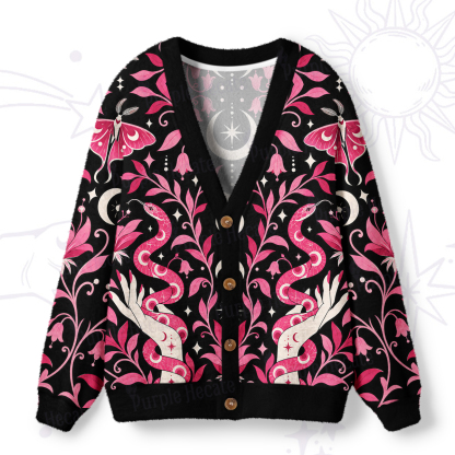 Purplehecate Moonlit Serpent Spell Ugly Cardigan Sweaters