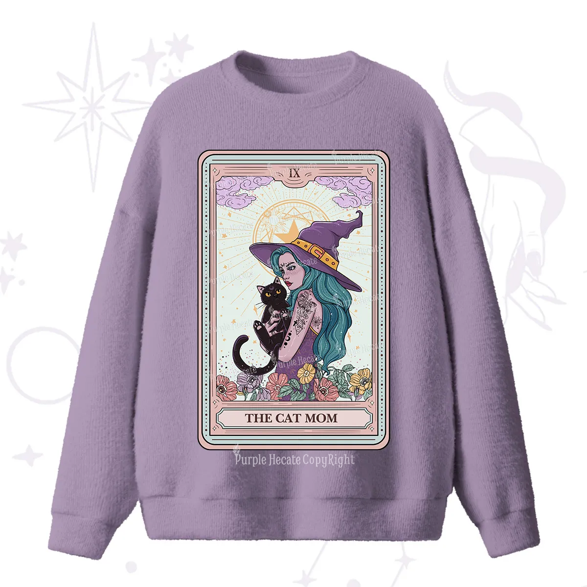 Purplehecate The Gothic Cat Mom Tarot Fuzzy Ugly Sweater