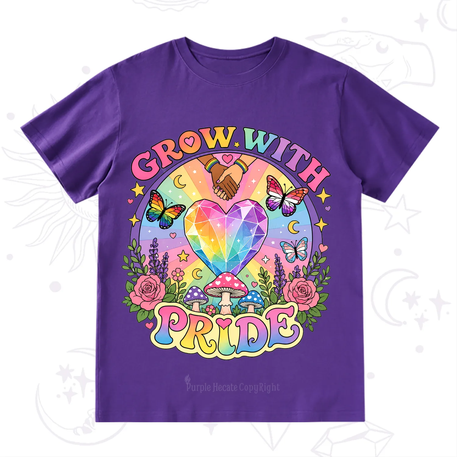 Purplehecate Grow With Pride Rainbow Heart T-Shirt
