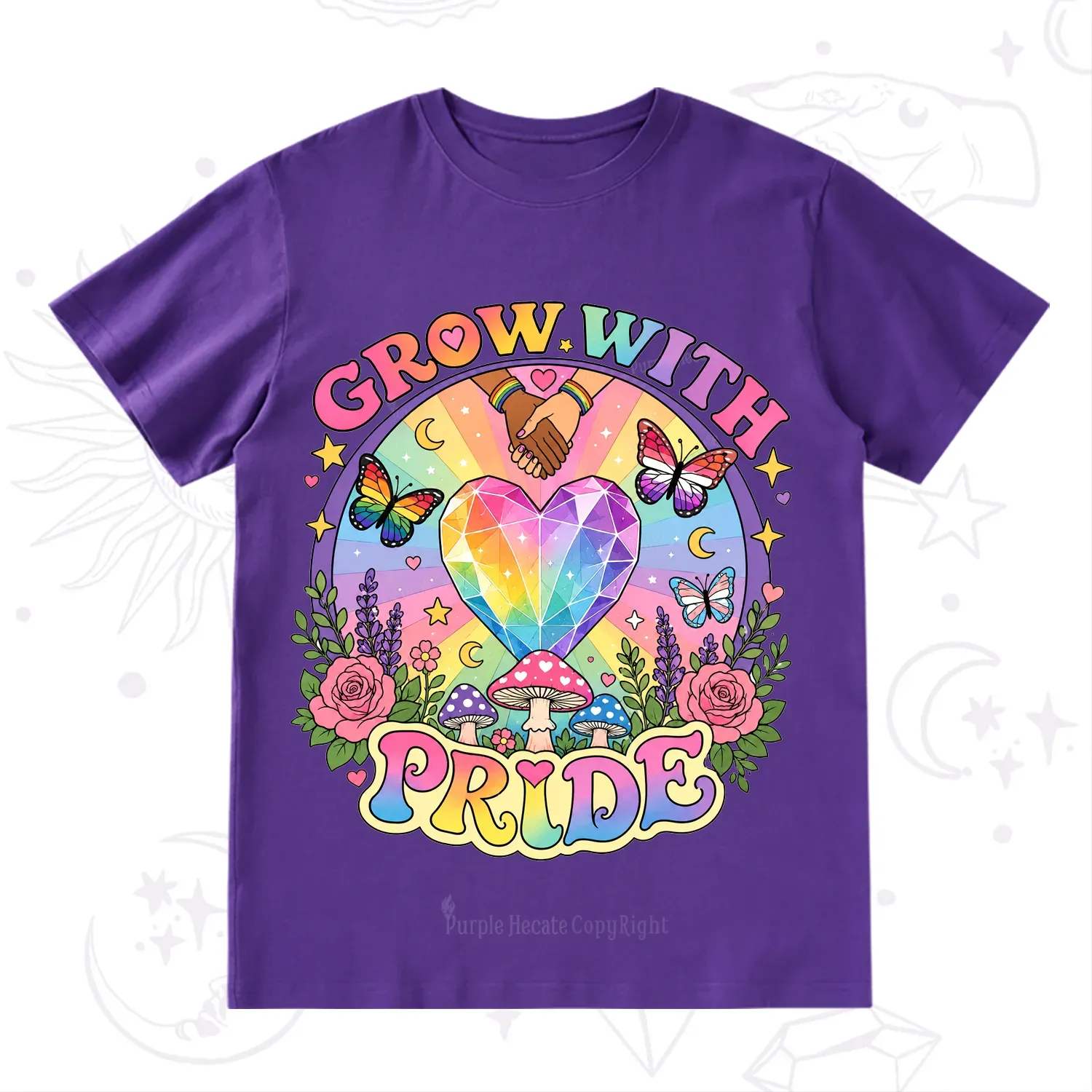 Purplehecate Grow With Pride Rainbow Heart T-Shirt