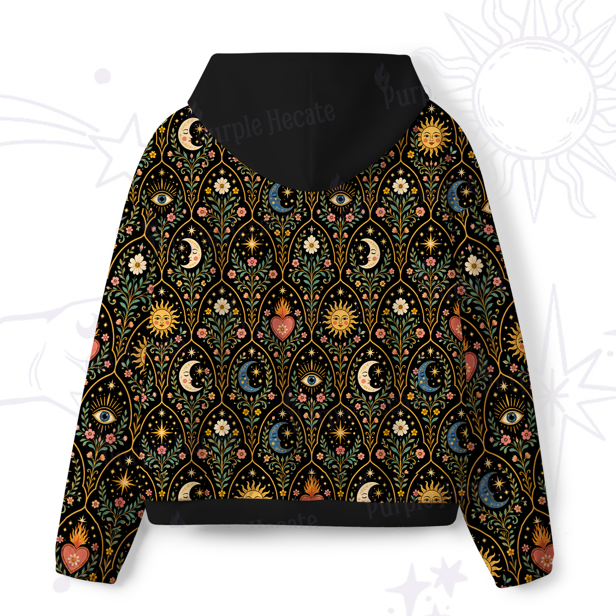 Purplehecate Mystic Sun Moon Hearts All-Over Print Hoodie