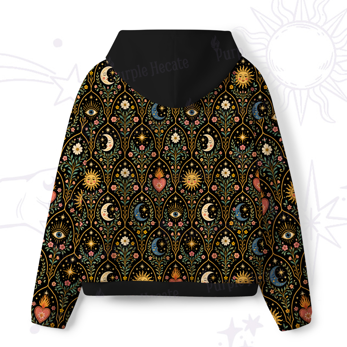 Purplehecate Mystic Sun Moon Hearts All-Over Print Hoodie