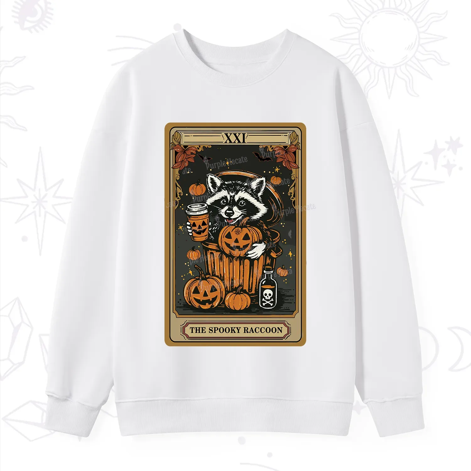 Purplehecate The Spooky Raccoon Tarot Halloween Sweatshirt
