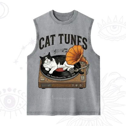 Purplehecate Cat Tunes Washed Tank