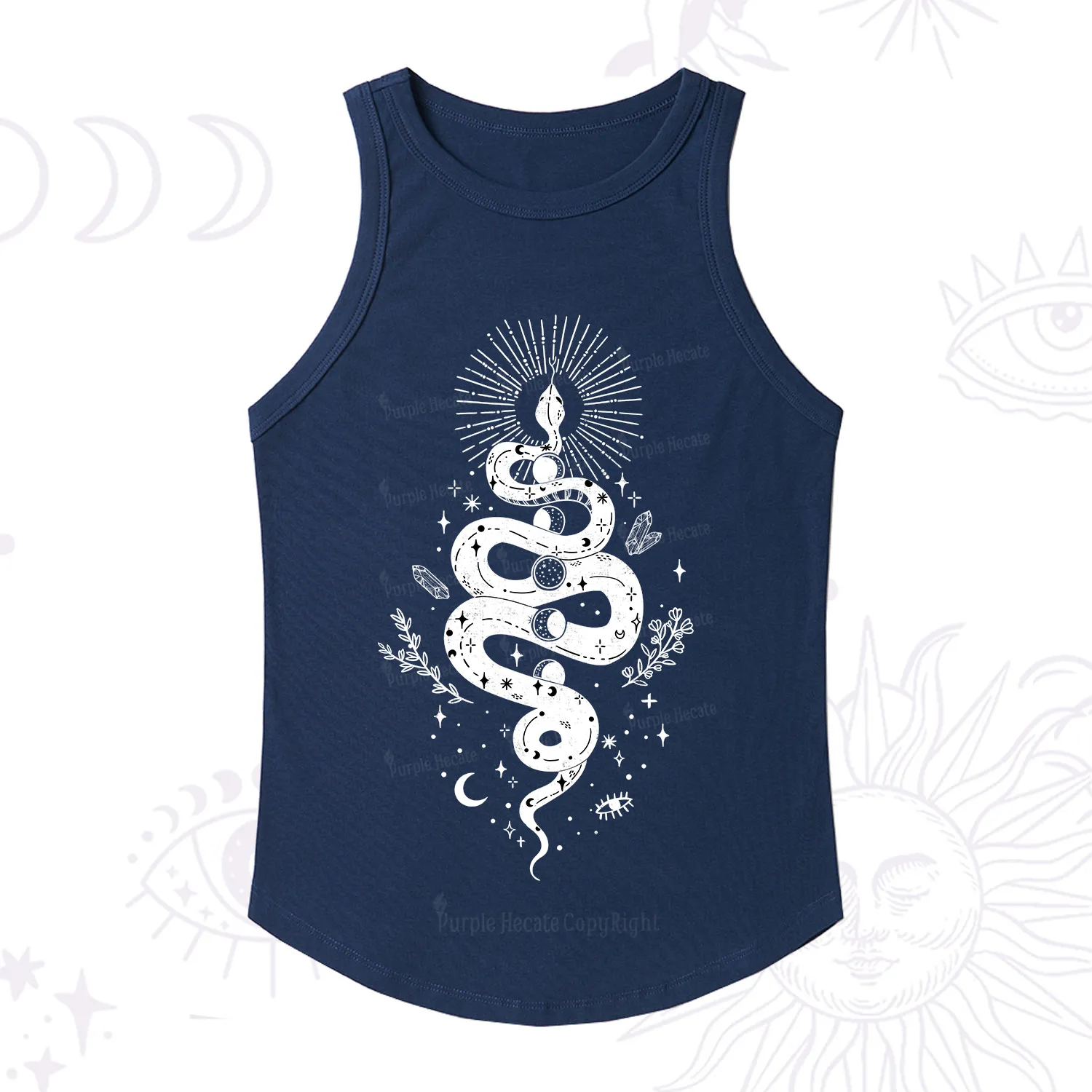 Purplehecate Mystical Moon Phases Snake Racerback Tank Top