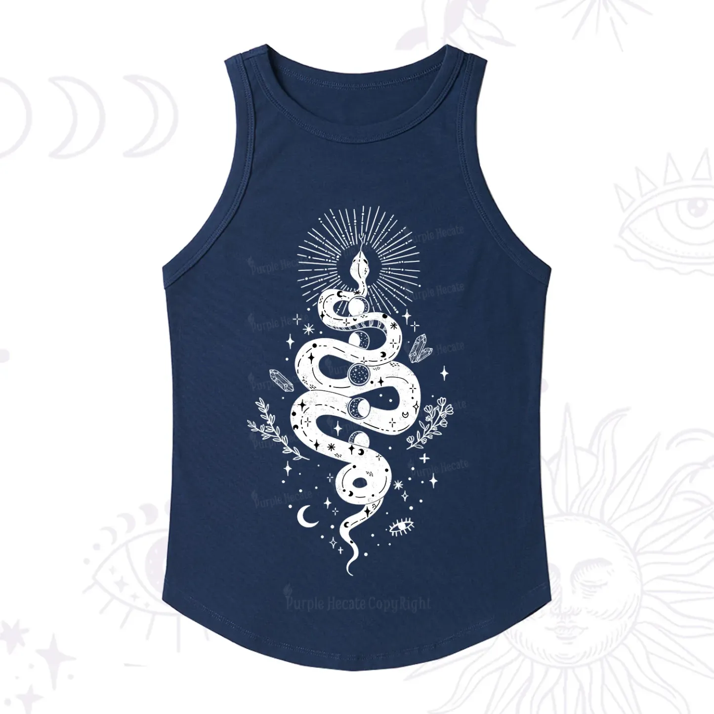 Purplehecate Mystical Moon Phases Snake Racerback Tank Top