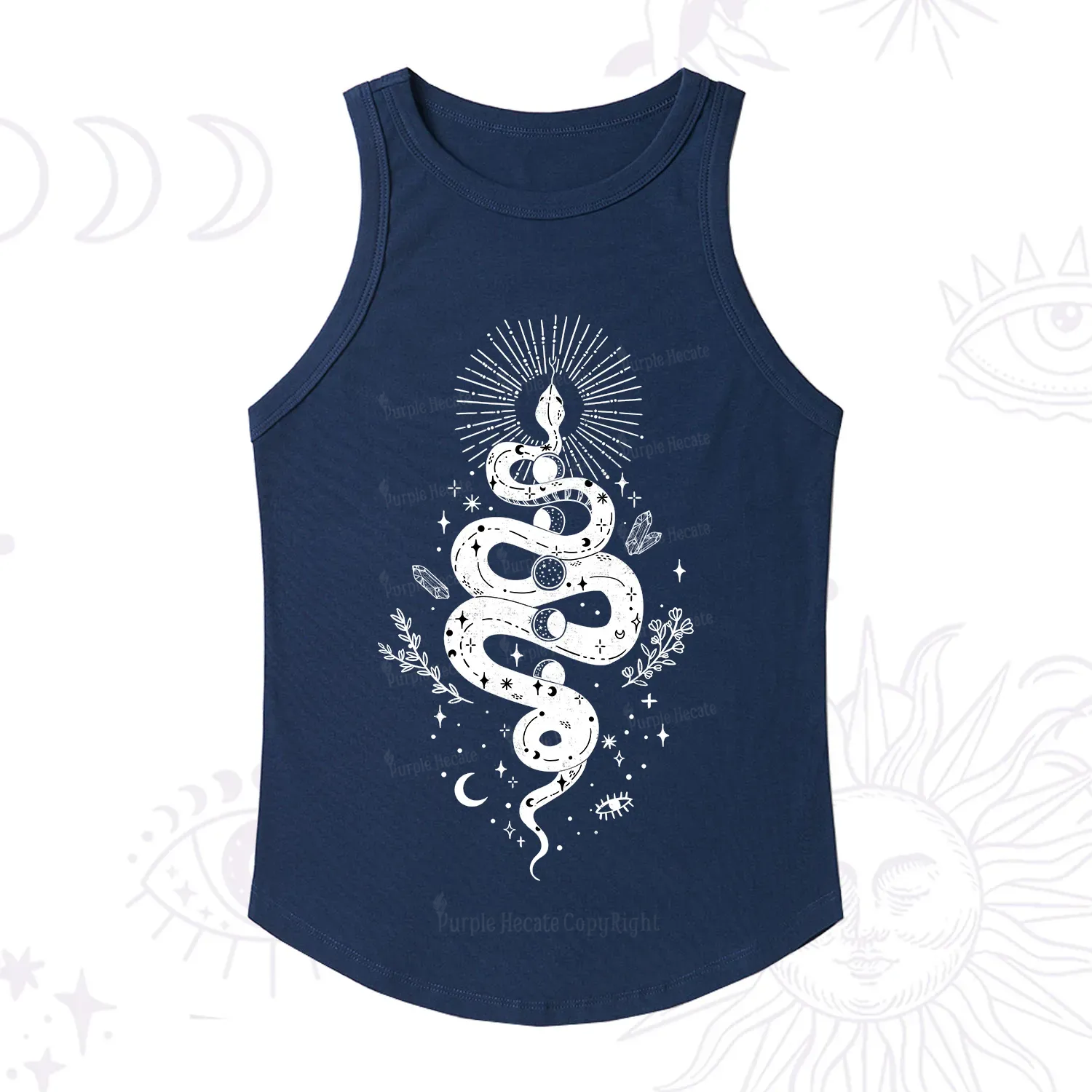 Purplehecate Mystical Moon Phases Snake Racerback Tank Top