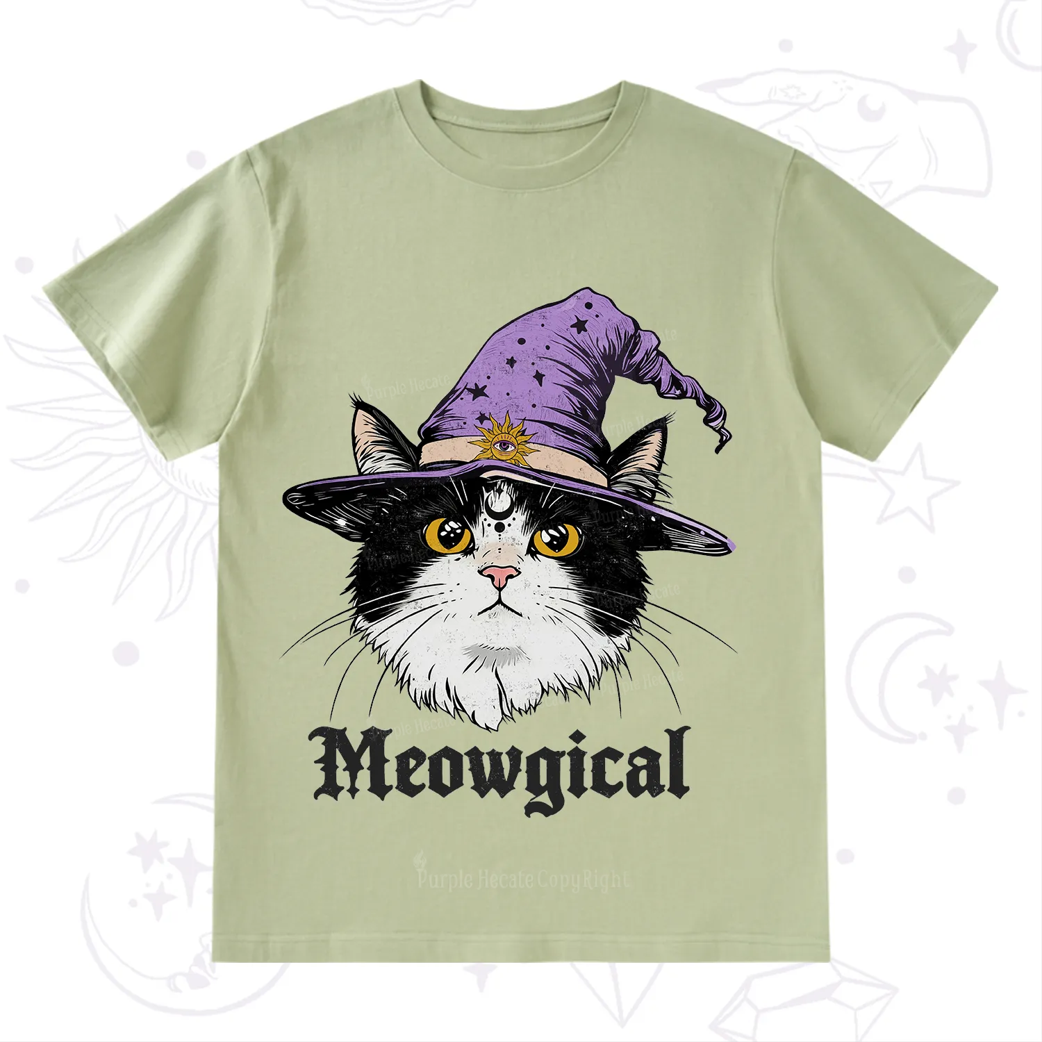 Purplehecate Meowgical Witch Cat T-Shirt