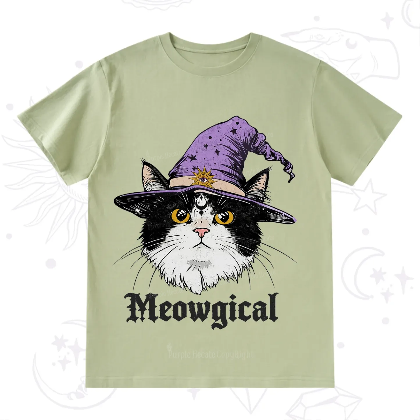 Purplehecate Meowgical Witch Cat T-Shirt