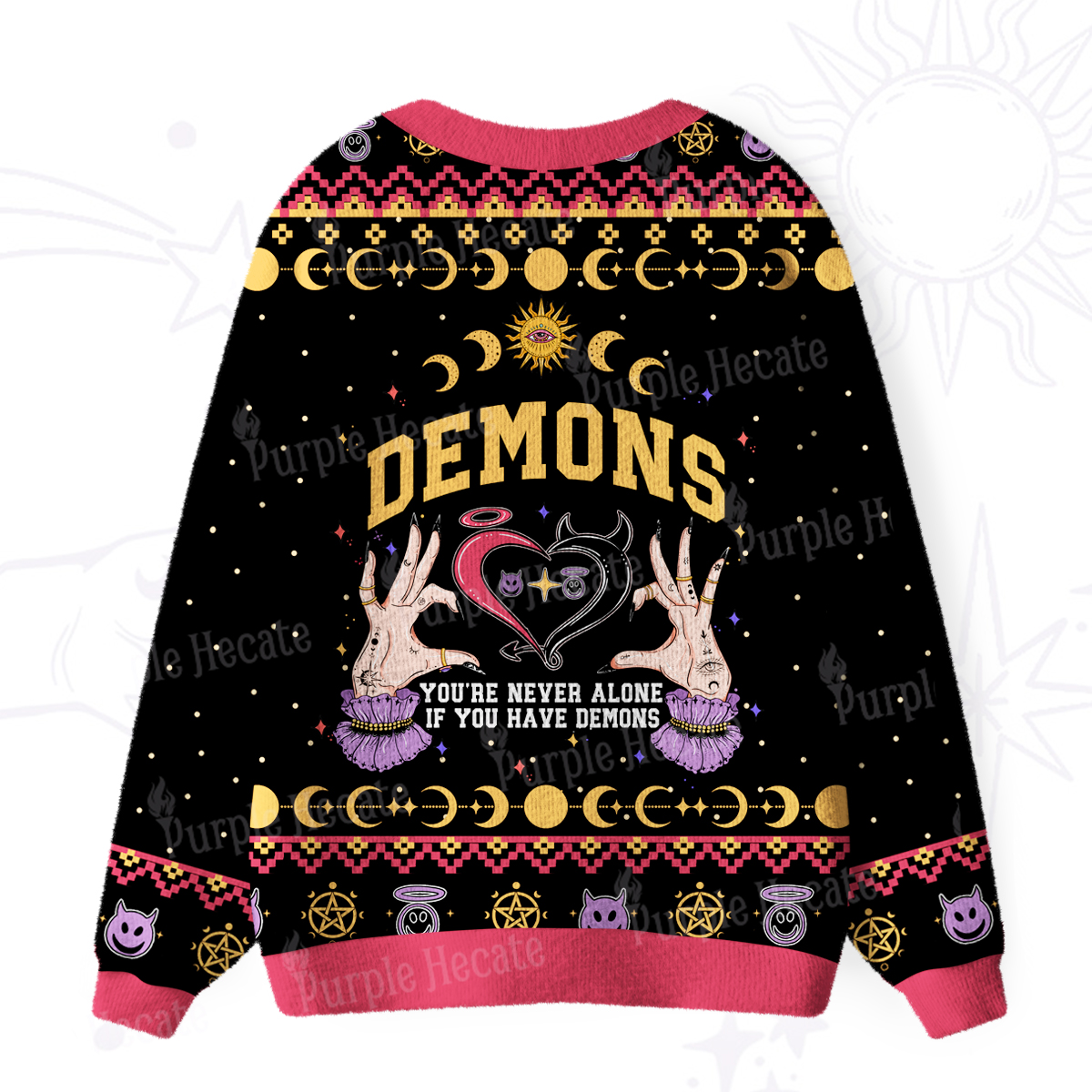 Purplehecate You're Never Alone If You Have Demons Ugly Cardigan Sweaters