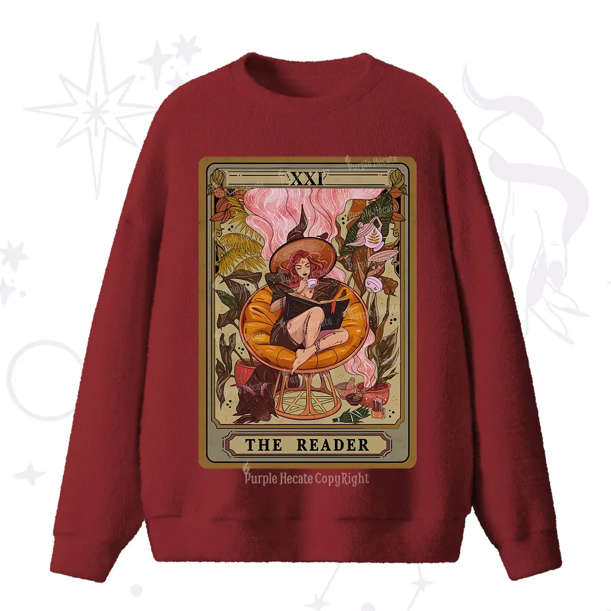 Purplehecate The Reader Tarot Card Fuzzy Ugly Sweater
