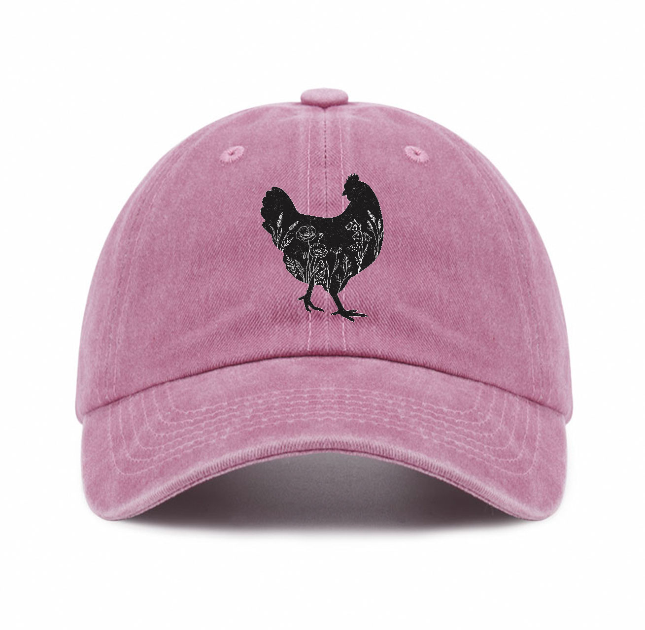 Purplehecate Floral Chicken Baseball Cap