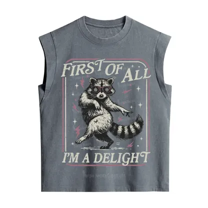 Purplehecate First Of All I'm A Delight Racoon Vintage Washed Tank