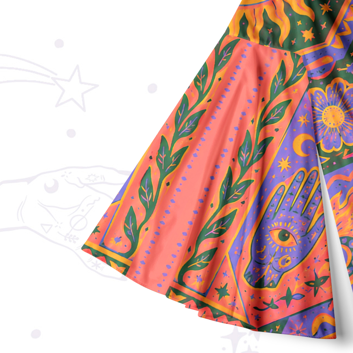 Purplehecate Sun, Moon & Butterfly Secrets Bell Sleeve Dress
