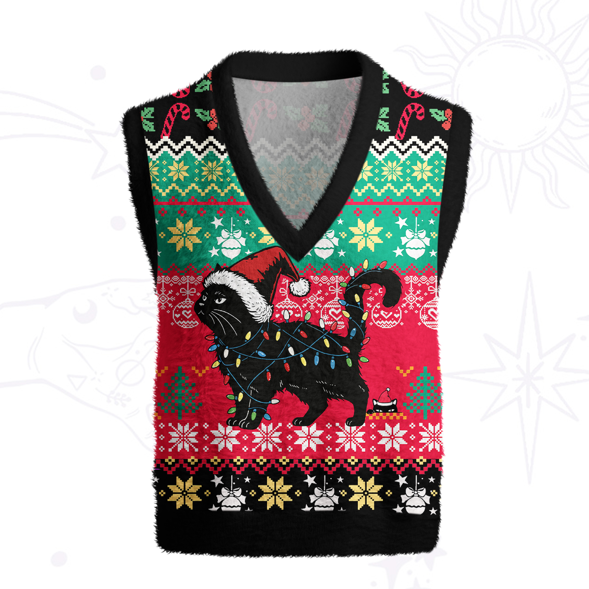Purplehecate Cute Cat Christmas Ugly Sweater Vest