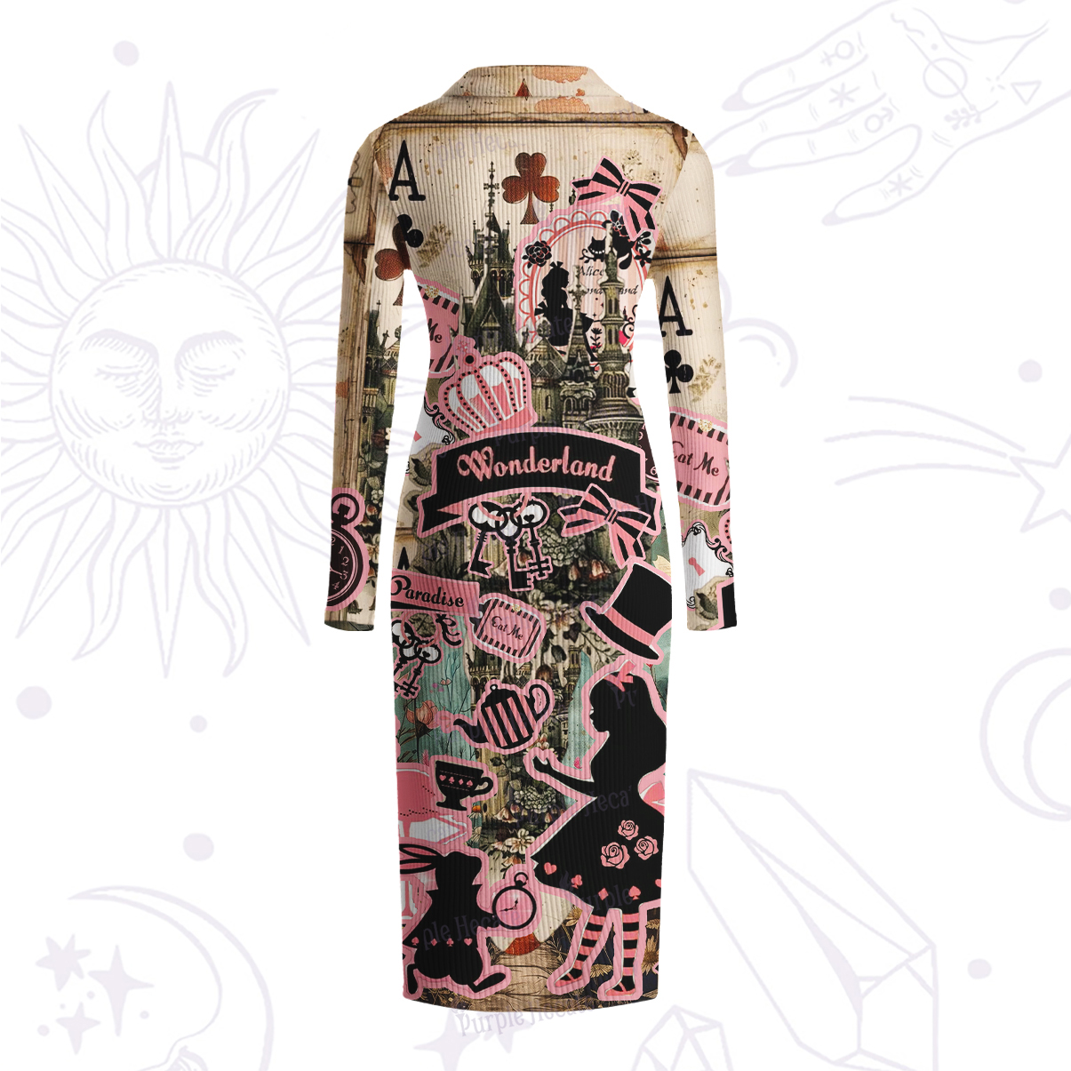 Purplehecate Wonderland Alice’s Tea Party Ribbed Knit Dress