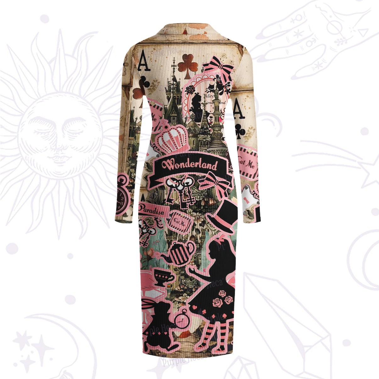 Purplehecate Wonderland Alice’s Tea Party Ribbed Knit Dress