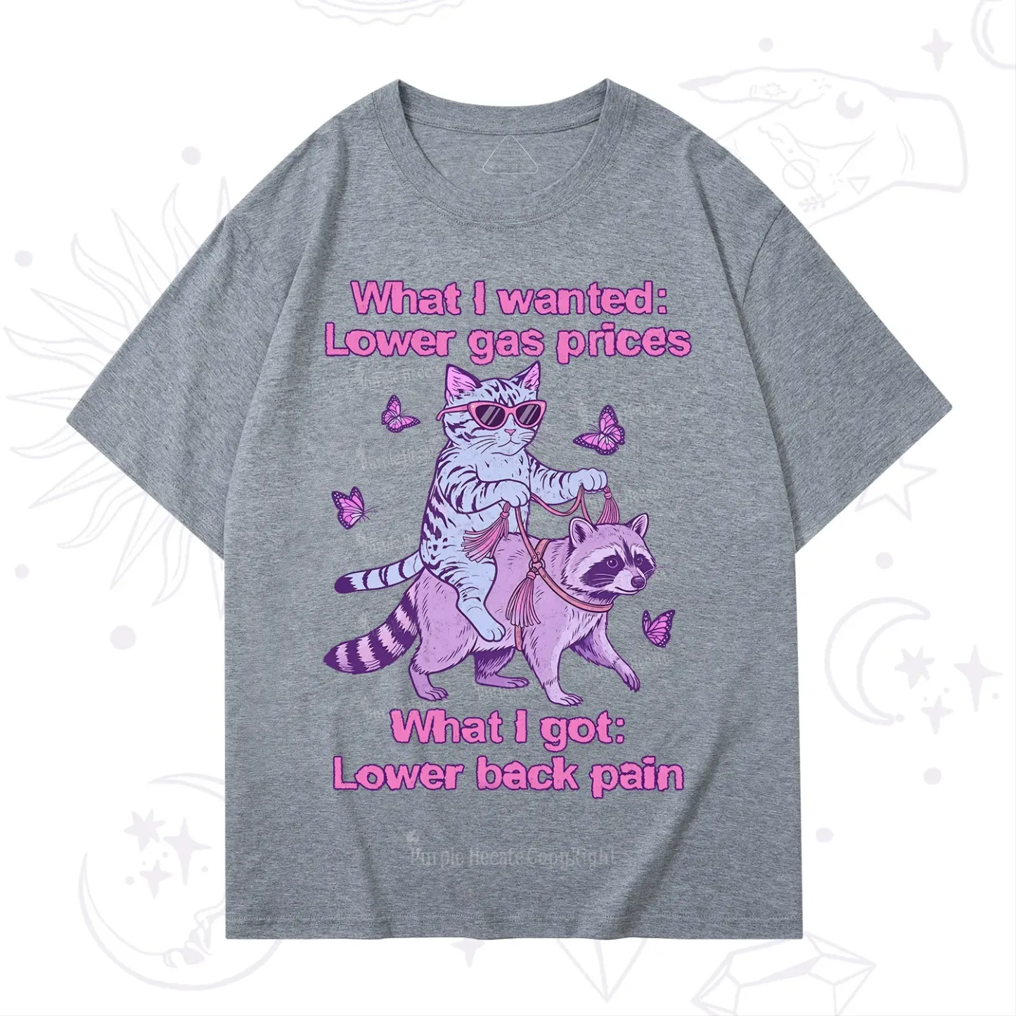 Purplehecate Lower Gas Prices Lower Back Pain Cat T-Shirt