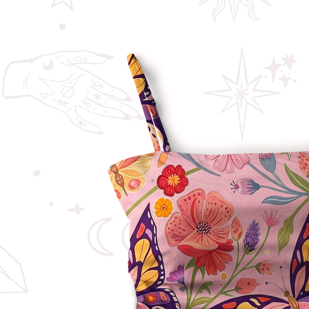 Purplehecate Enchanted Garden of Butterflies Slim-Strap Swimsuit