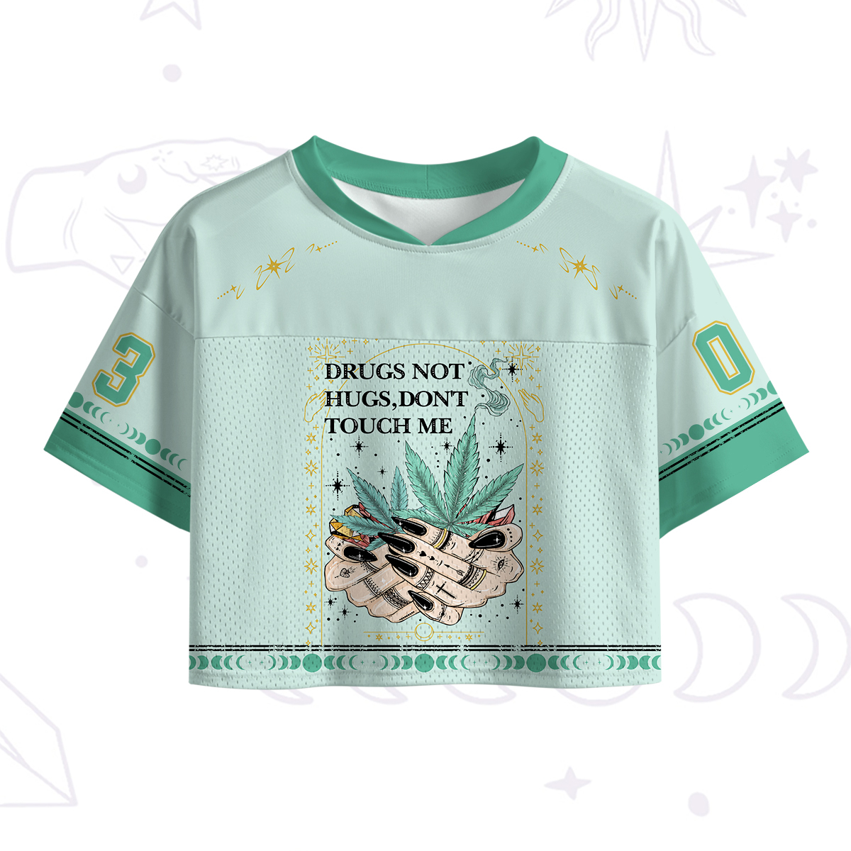 Purplehecate Drugs Not Hugs Crop Sports Jersey