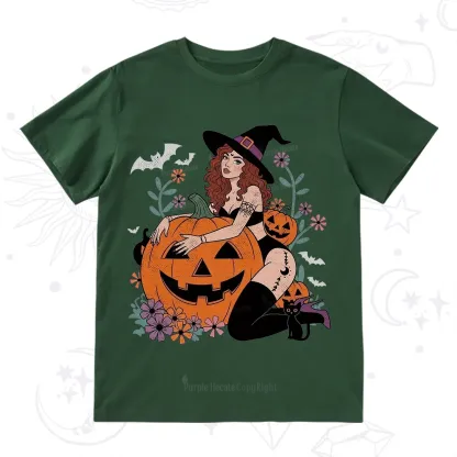 Purplehecate Enchanting Pumpkin Witch Halloween T-Shirt
