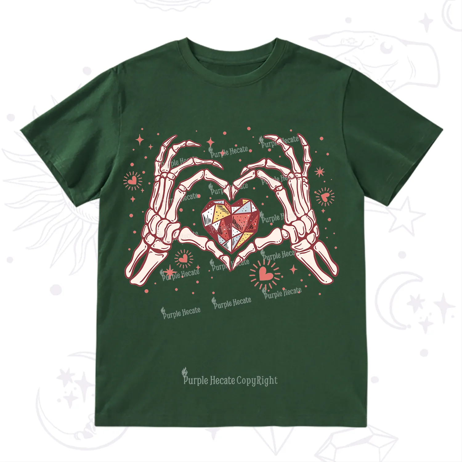 Purplehecate Skeleton Love Hands Valentine T-Shirt