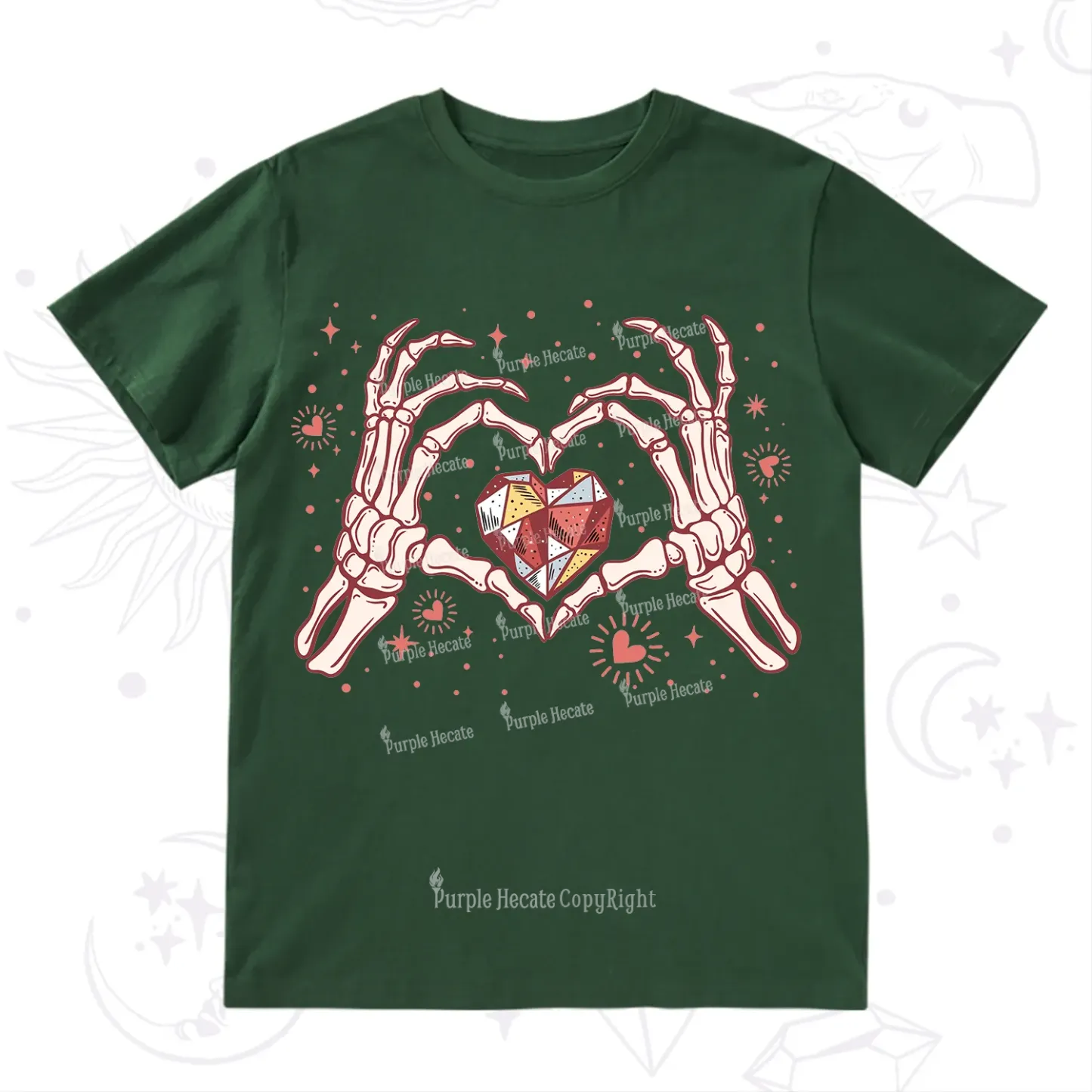 Purplehecate Skeleton Love Hands Valentine T-Shirt