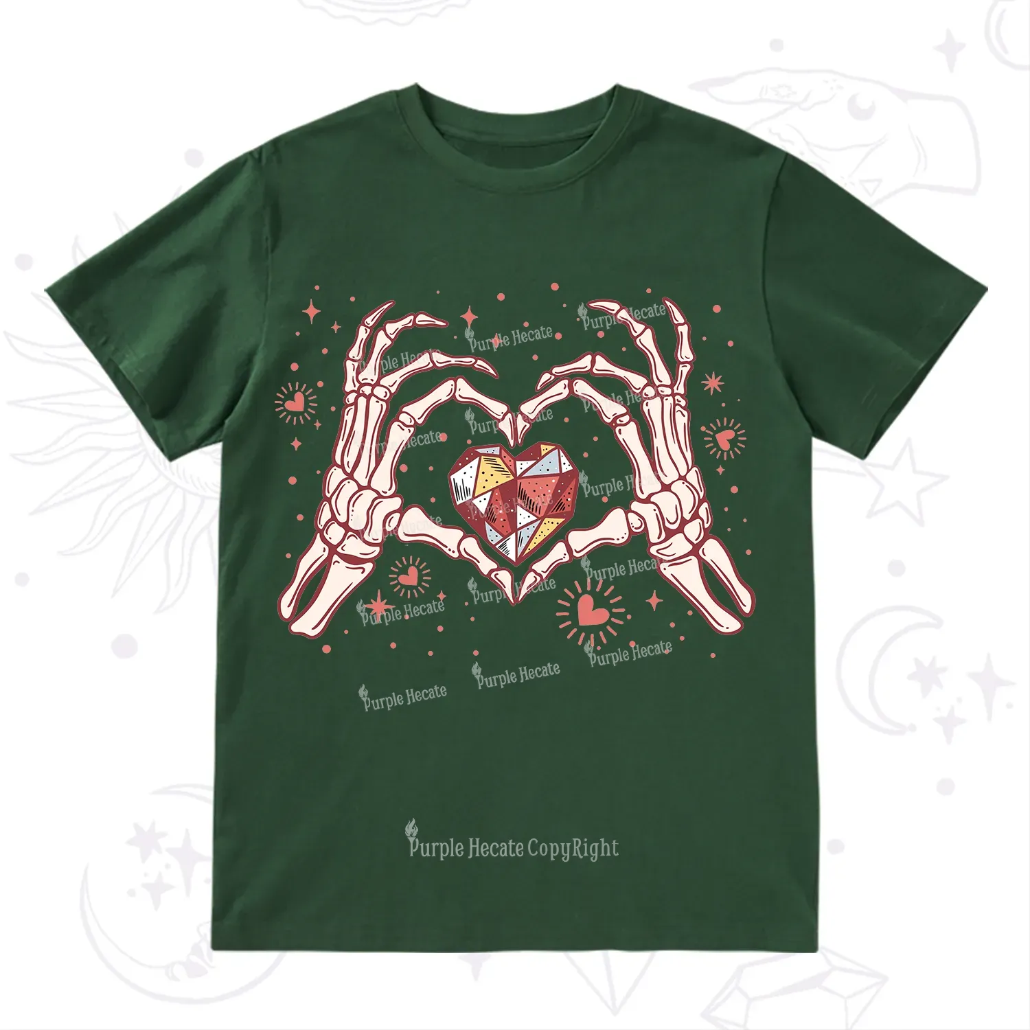 Purplehecate Skeleton Love Hands Valentine T-Shirt