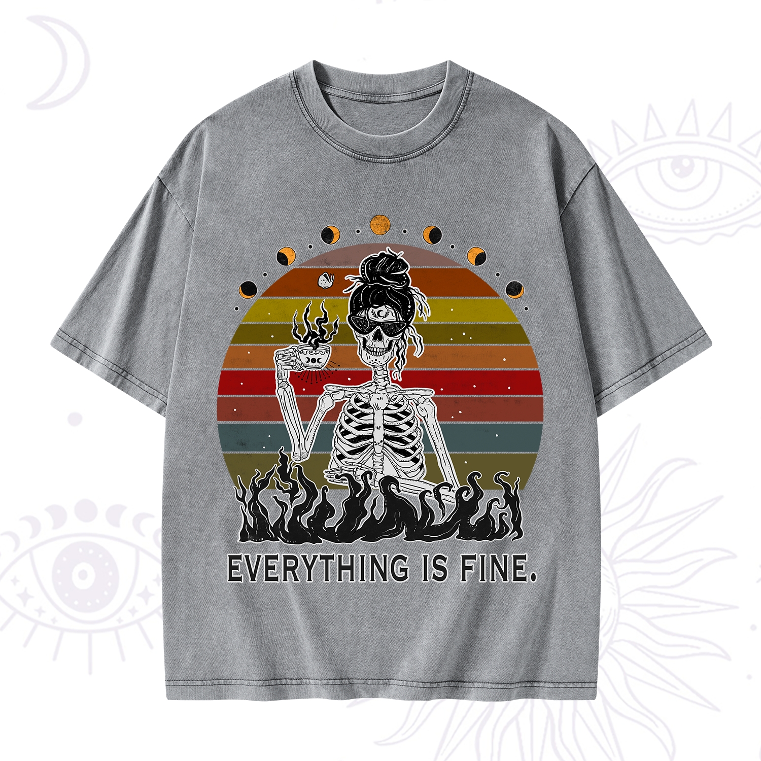Purplehecate Everything Is Fine Skeleton Washed T-Shirt