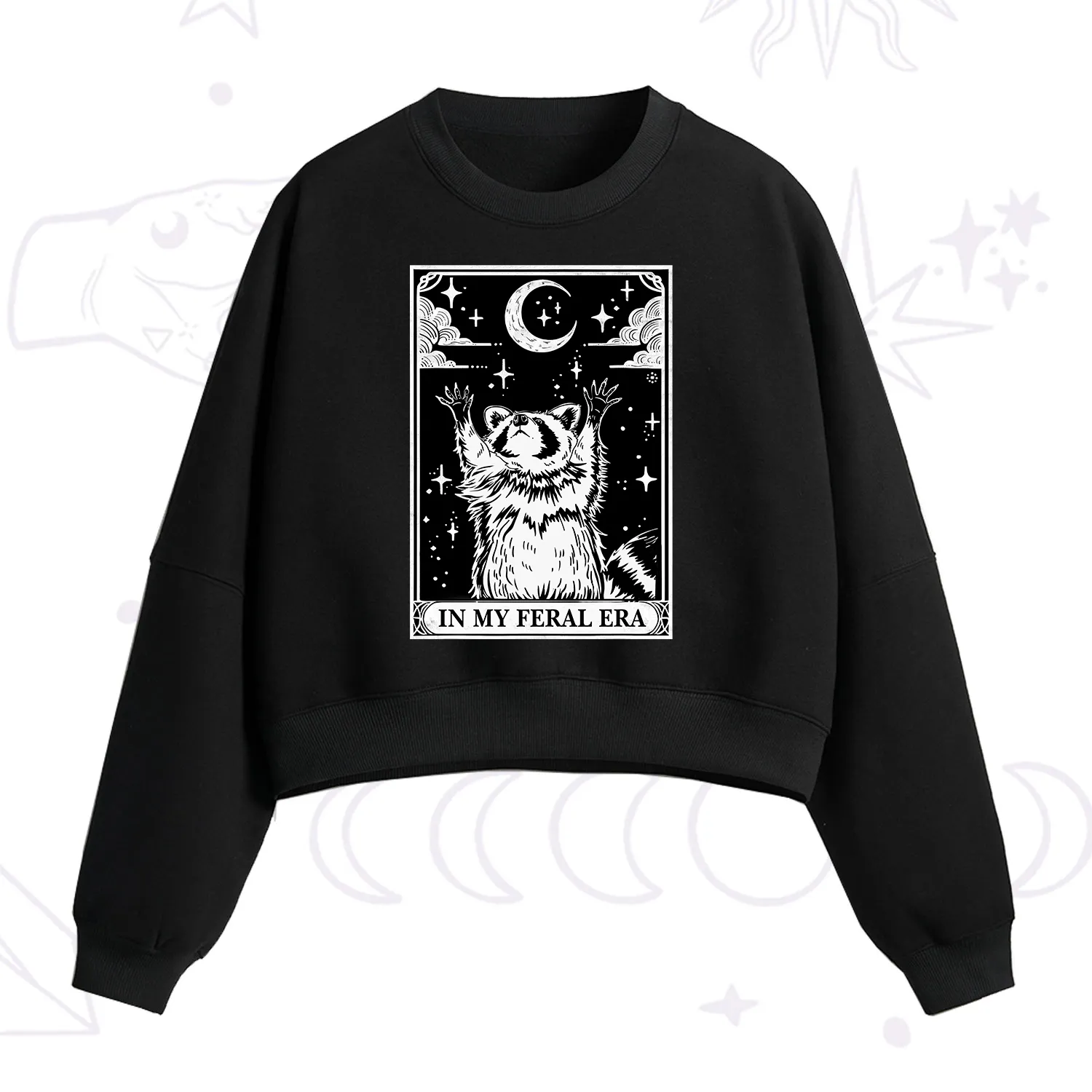 Purplehecate The In My Feral Era Oracle Card Fleece Cropped Sweatshirt