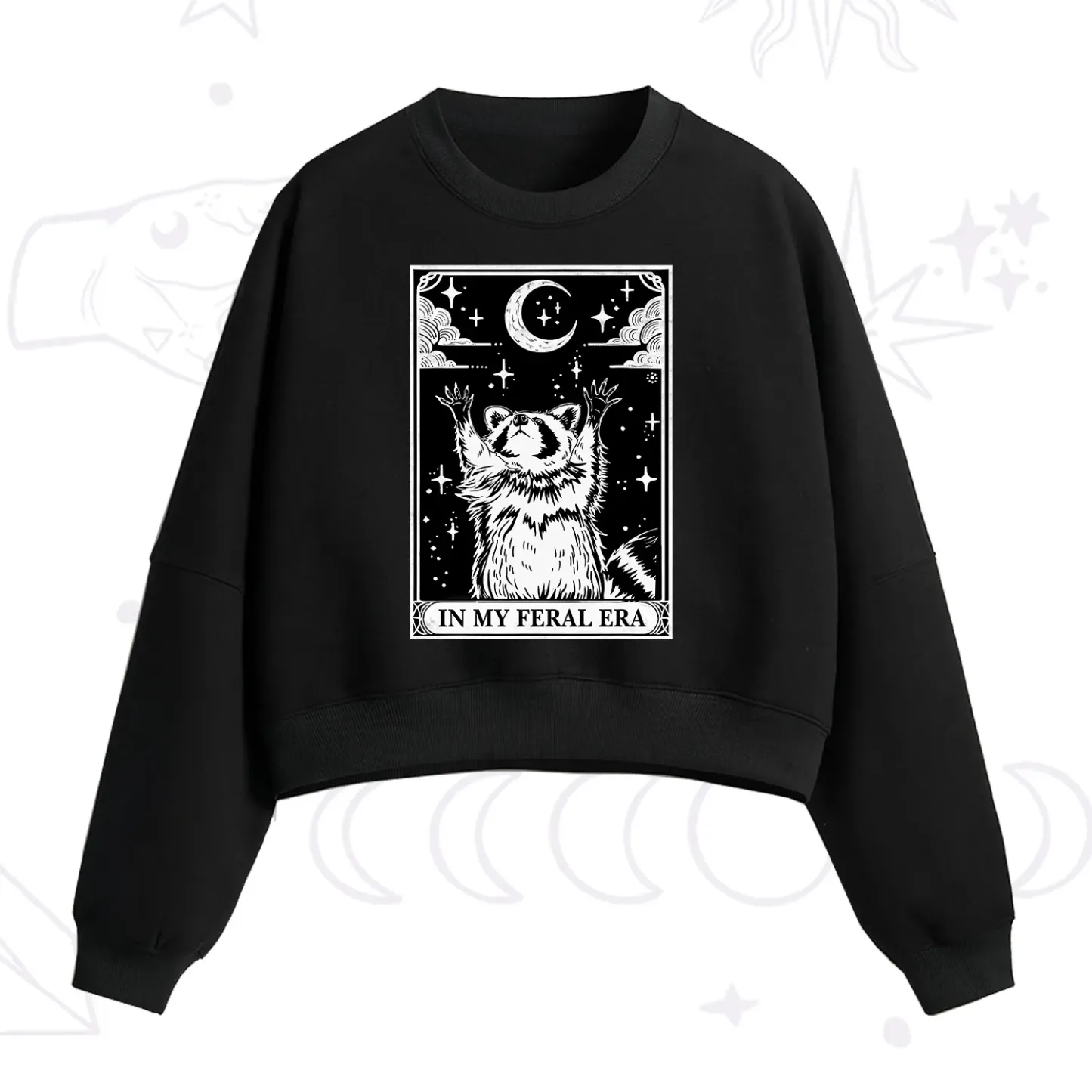Purplehecate The In My Feral Era Oracle Card Fleece Cropped Sweatshirt