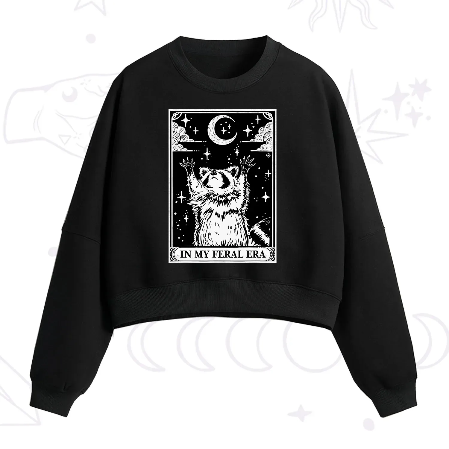 Purplehecate The In My Feral Era Oracle Card Fleece Cropped Sweatshirt