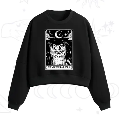 Purplehecate The In My Feral Era Oracle Card Fleece Cropped Sweatshirt