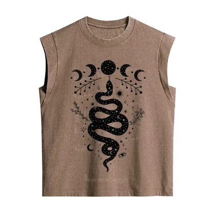 Purplehecate Snake And Moon Phase Comfort Vintage Washed Tank
