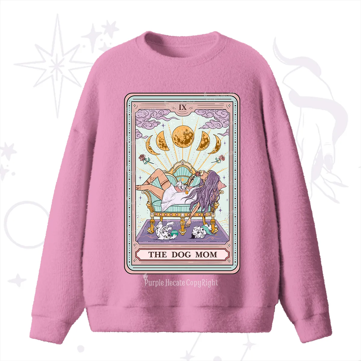 Purplehecate The Dog Mom Tarot Fuzzy Ugly Sweater