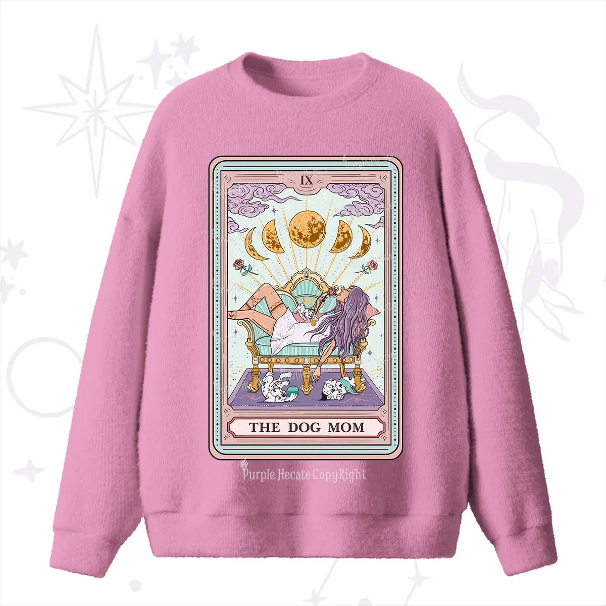Purplehecate The Dog Mom Tarot Fuzzy Ugly Sweater