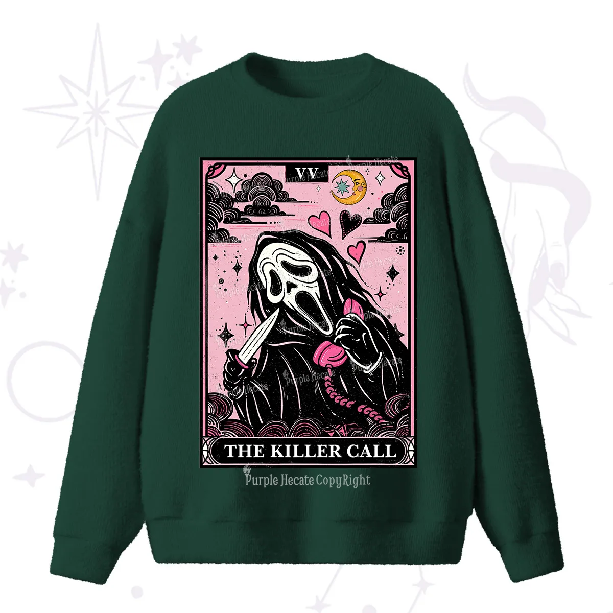 Purplehecate The Killer Call Tarot Card Fuzzy Ugly Sweater