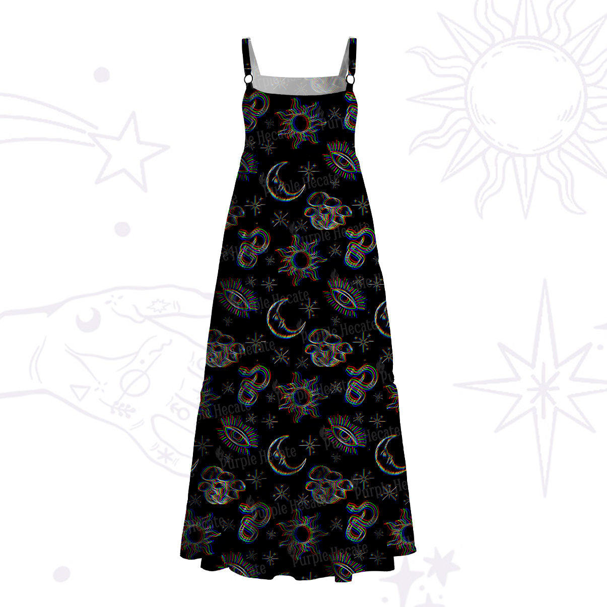 Purplehecate Eye of the Serpent Stars Wide Straps Maxi Dress
