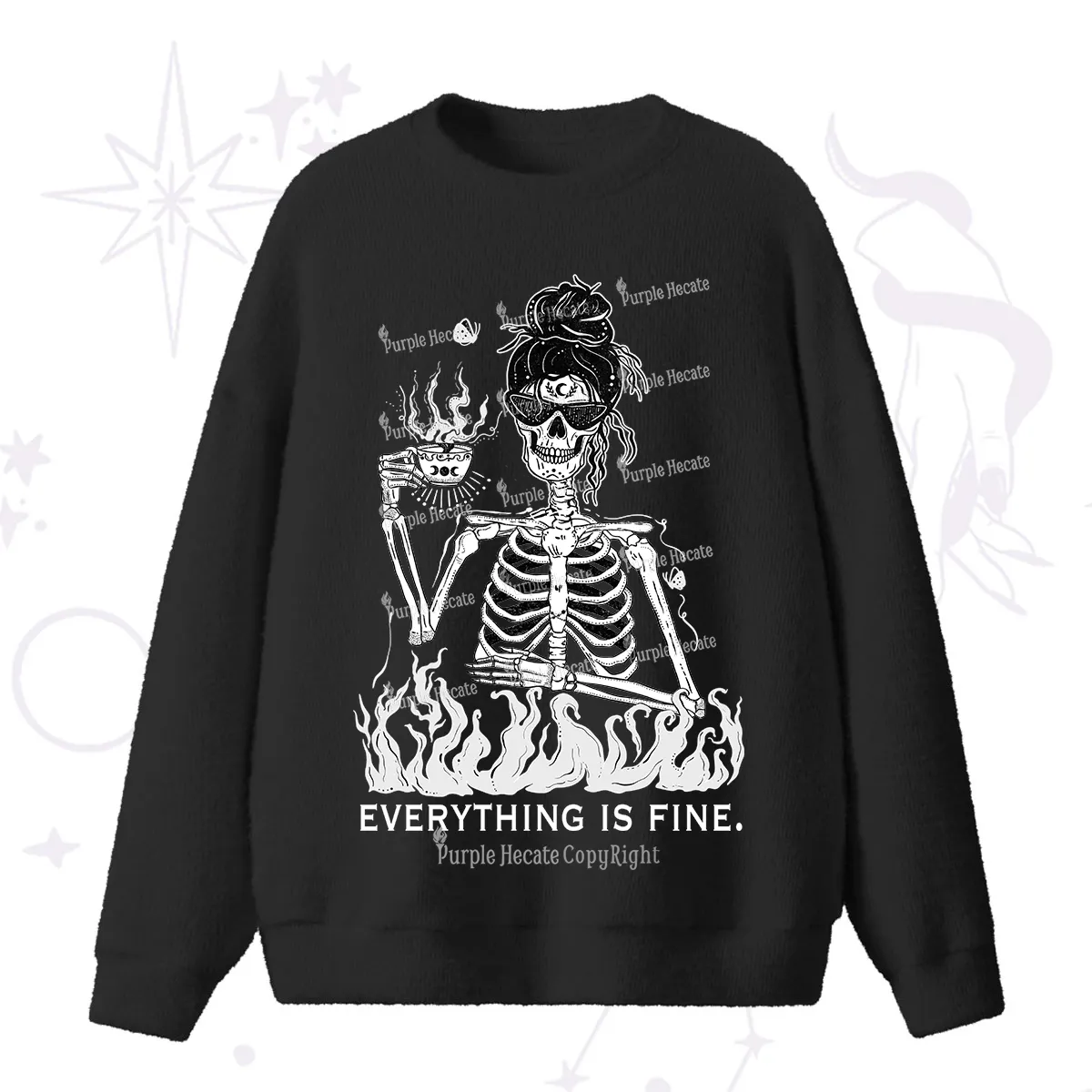 Purplehecate Everything Is Fine Fuzzy Ugly Sweater