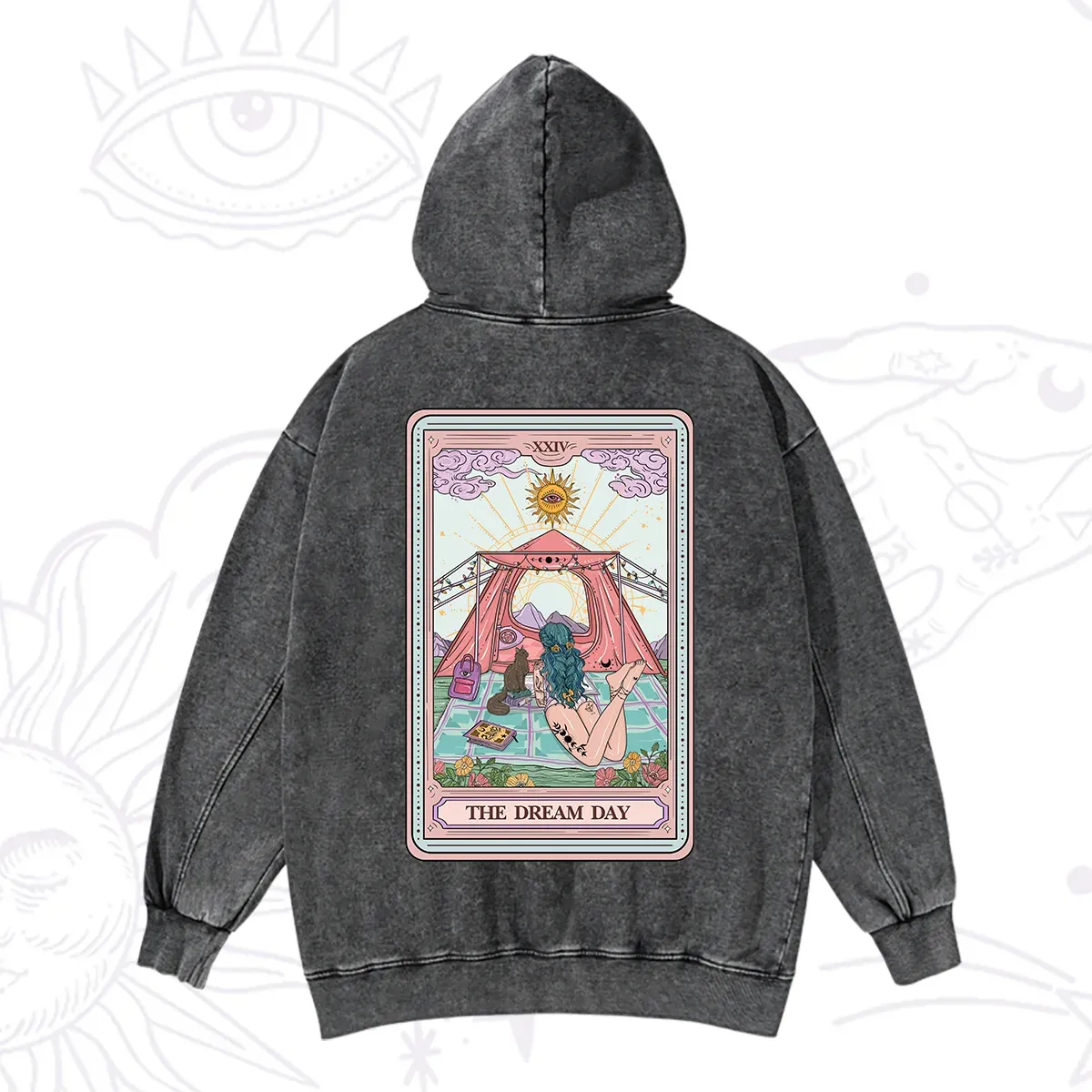 Purplehecate The Camp Lover Tarot Washed Hoodie