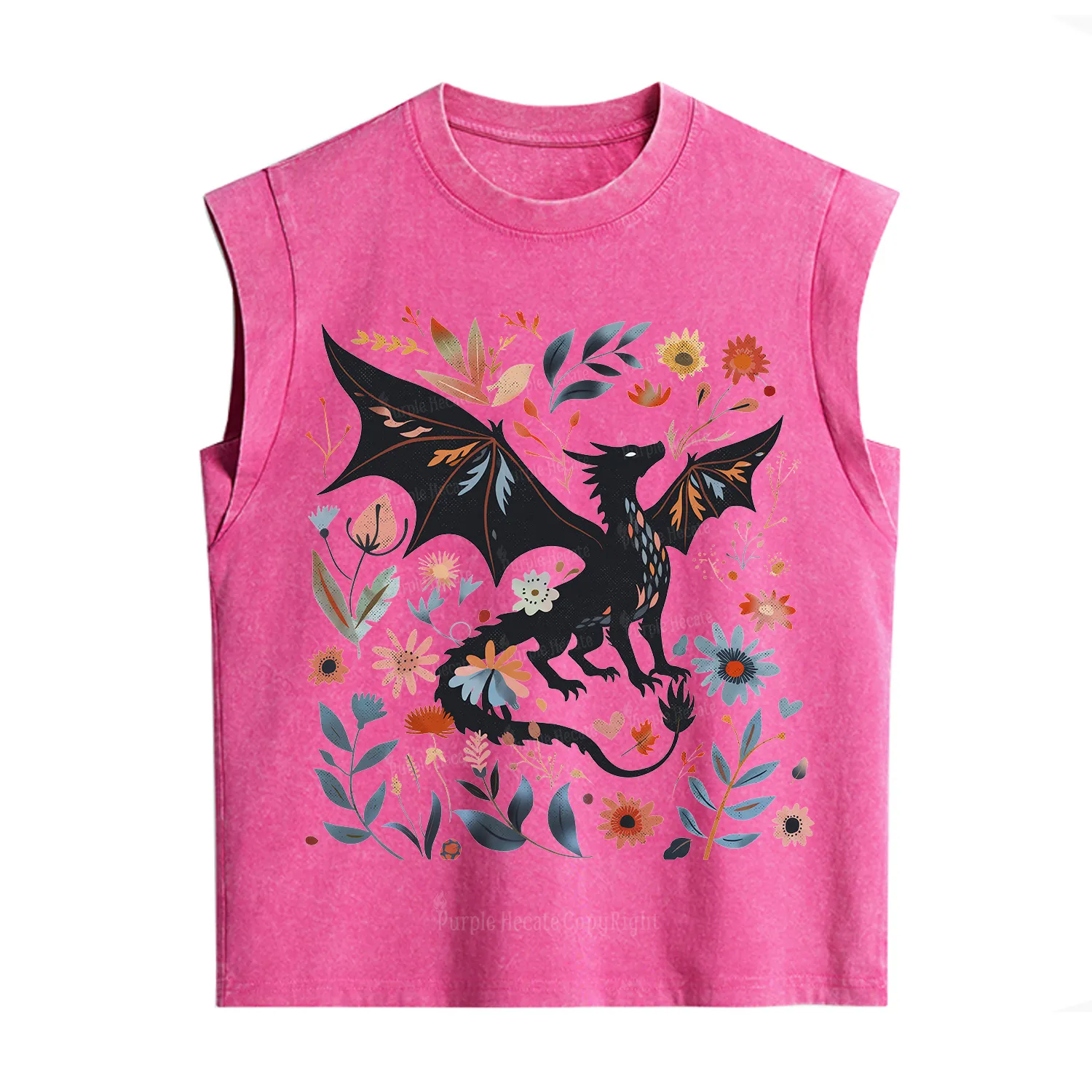 Purplehecate Vintage Fantasy Wyvern Bookish Vintage Washed Tank