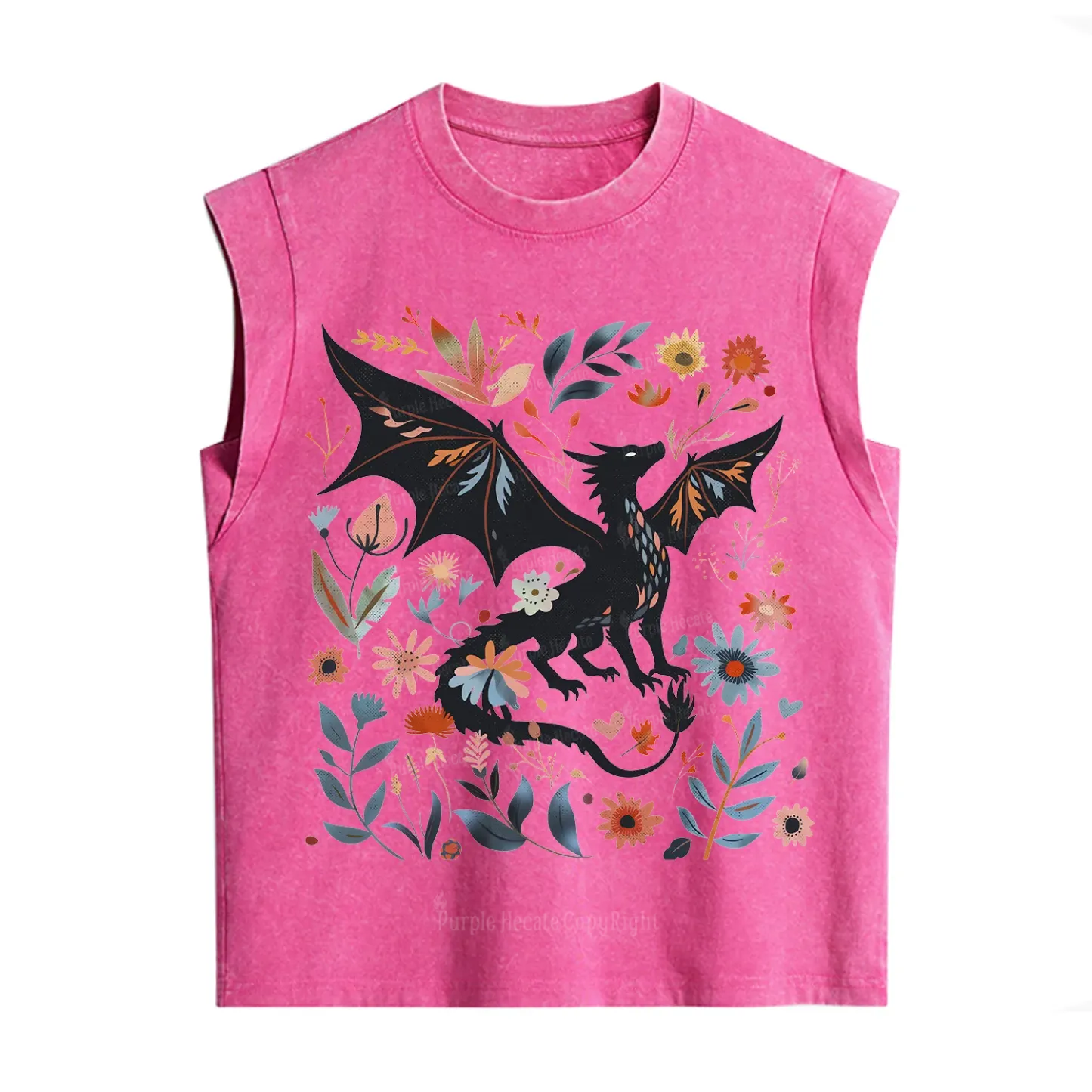 Purplehecate Vintage Fantasy Wyvern Bookish Vintage Washed Tank