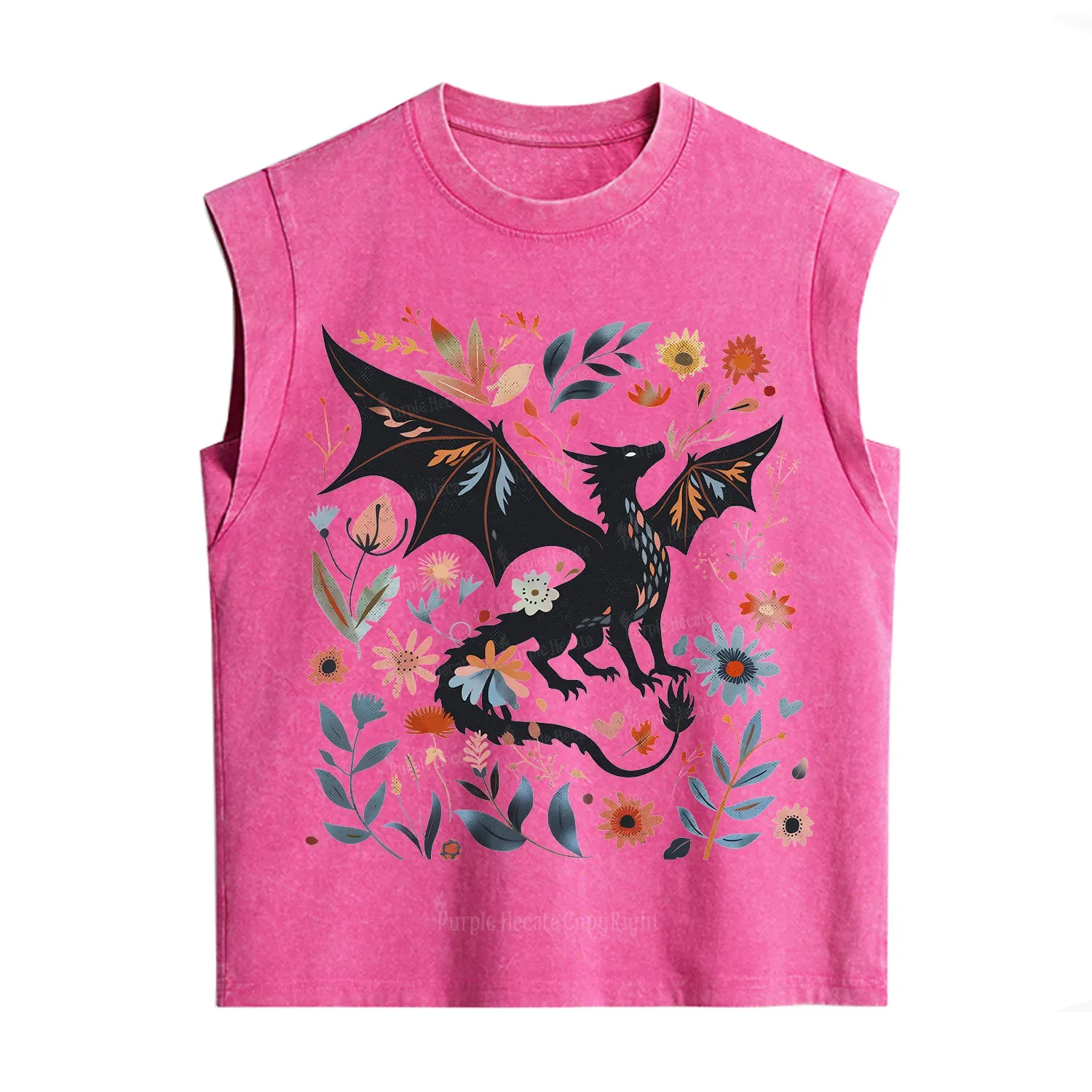 Purplehecate Vintage Fantasy Wyvern Bookish Vintage Washed Tank