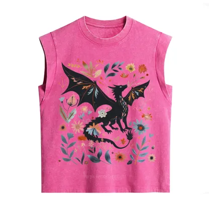Purplehecate Vintage Fantasy Wyvern Bookish Vintage Washed Tank